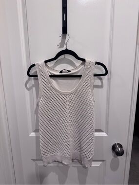 Simply Vera Vera Wang Ivory Chevron Knit Tank